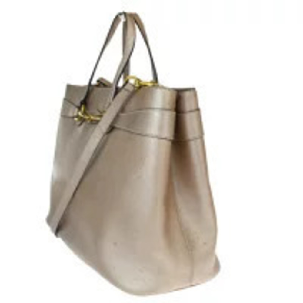 Gucci Shoulder Beige Horsebit Handbag Metallic Leather Tan